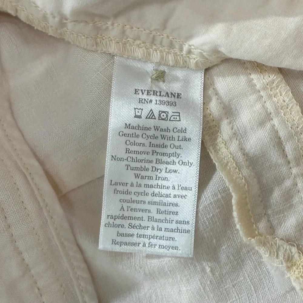 NWOT Everlane The Linen Way-High Drape Flax Wide Leg Pant, Cream/Oatmeal size 0